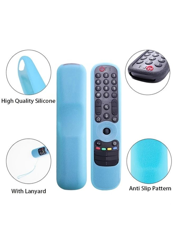 Luminous Blue Anti Slip Silicone Case With Lanyard For LG Magic Remote 2021 2022 2023 2024 - Image 4
